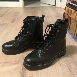 Leather combat boots